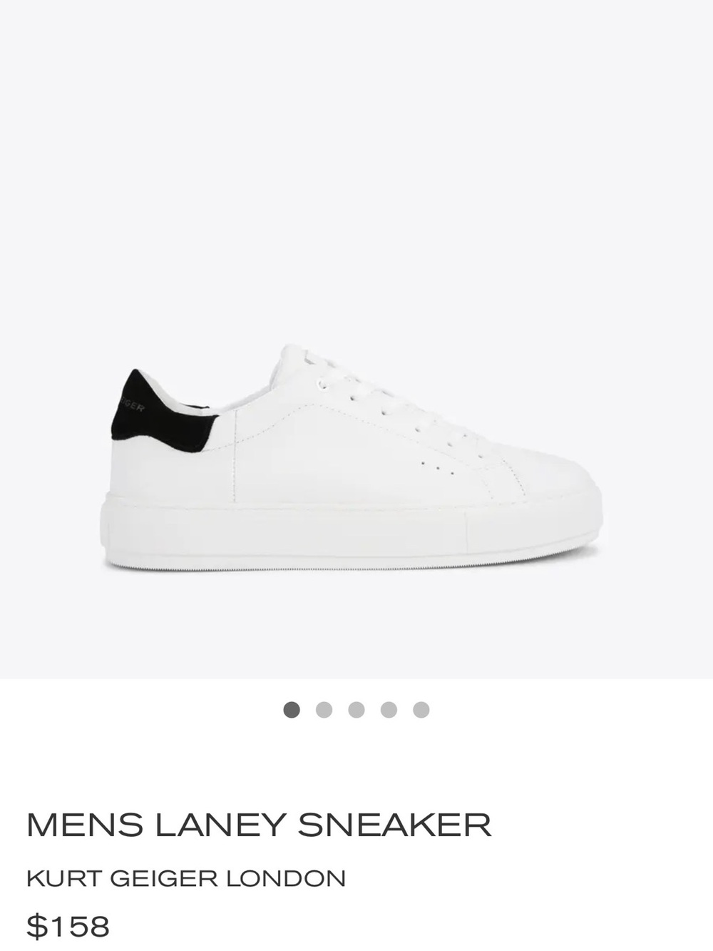 Kurt Geiger White Leather Sneaker with Black Heel Tab
